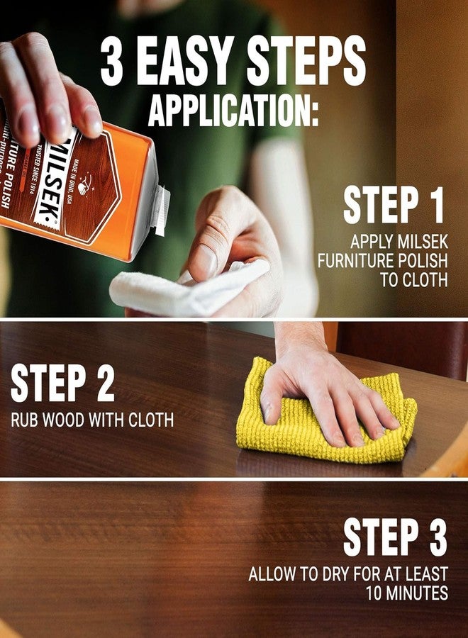 Milsek Furniture Polish and Wood Cleaner with Orange Oil - Multipurpose Cleaning Supplies for Home and Household from Hardwood Floors to Kitchen Cabinets- 12 Fl Oz (Pack of 2) with Microfiber Towel - Image 3